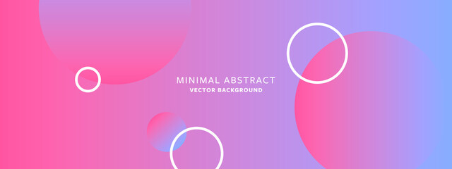 Obraz premium Pink and blue gradient background with white circles, minimal design with geometrical shapes