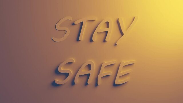 3d render of words stay home, stay safe on orange background