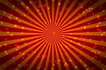 Show, circus poster. Red burst background with stars