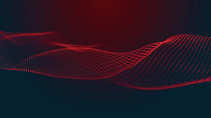 Abstract digital background. Futuristic wave of dots and weave lines. Digital technology. 3d rendering.