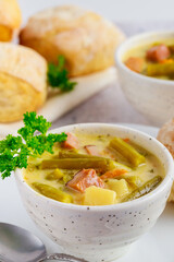 Homemade vegetable soup in a bowl . Healthy food.