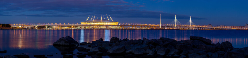 Stadium, cable-stayed bridge and expressway in Saint Petersburg