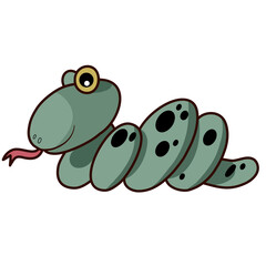 cute green snack on the floor It's a vector image on a white background.