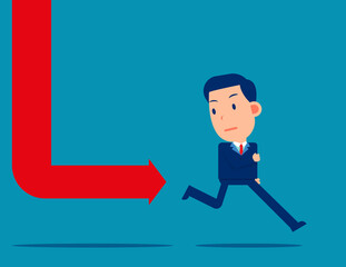 Chart fall and following business person. Stress business concept