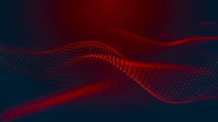 Abstract digital background. Futuristic wave of dots and weave lines. Digital technology. 3d rendering.