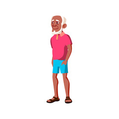 Fototapeta premium african elderly man standing in fast food cart line cartoon vector. african elderly man standing in fast food cart line character. isolated flat cartoon illustration