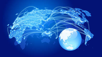 グローバルデジタルネットワークイメージ青色背景