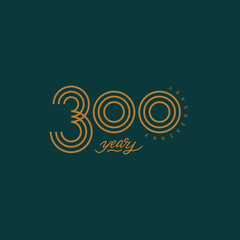 300 years anniversary pictogram vector icon, 300th year birthday logo label. - obrazy, fototapety, plakaty