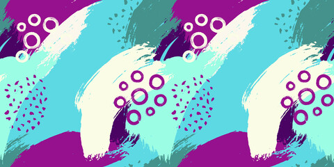 Seamless pattern with multicolor stains. Colorful abstract background with brush strokes.