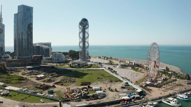 Aerial shots of main sights of Batumi Georgia
