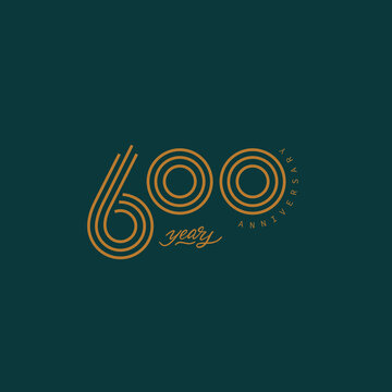 600 years anniversary pictogram vector icon, 600th year birthday logo label.