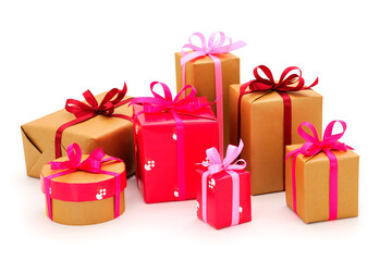 Gift boxes, gifts on a white background isolated.