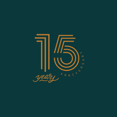 15 years anniversary pictogram vector icon, 15th year birthday logo label. - obrazy, fototapety, plakaty