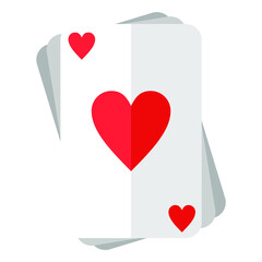 Red heart poker card, flat icon vector