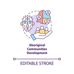 Aboriginal communities development concept icon. Community development abstract idea thin line illustration. Indigenous residents protection. Vector isolated outline color drawing. Editable stroke