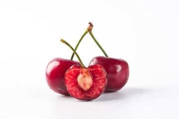  Cherries fruit isolated on white background. 