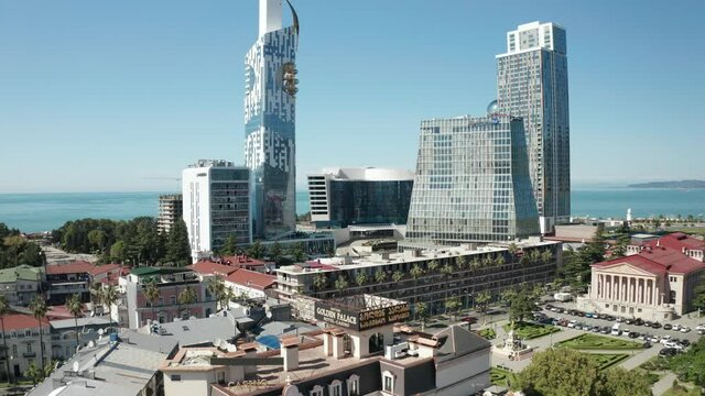 Aerial shots of main sights of Batumi Georgia