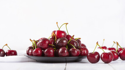  Cherries fruit isolated on white background. 