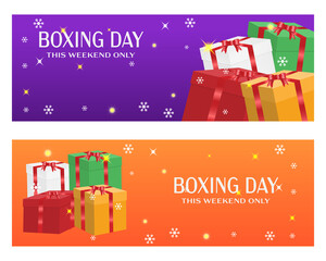 Boxing Day Sale. Flyer, coupon, banner. Vector illustration. Colorful bright design.