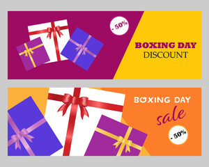 Boxing Day Sale. Flyer, coupon, banner. Vector illustration. Colorful bright design.