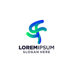 Letter F logo vector illustration, Design inspiration. Colorful icons.