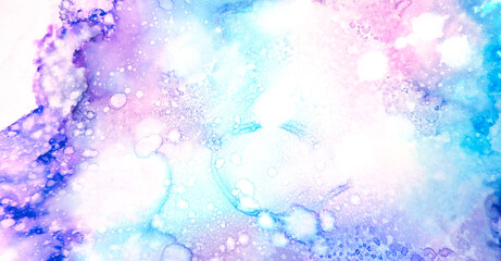 Fototapeta na wymiar Magenta Colored Vintage Paint Blush Marble. Violet Grunge Gouache Color Flow Invitation Poster. Unicorn Artistic Aquarelle