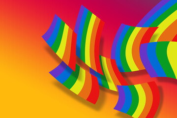 Flagi kolorowe LGBT na kolorowym tle. Gradient