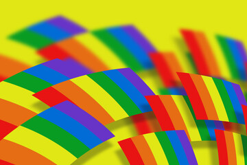 Flagi kolorowe LGBT na żółtym tle 