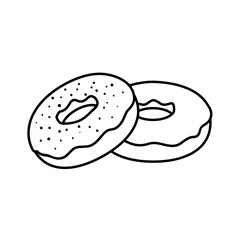 Doughnut black icon in line style on white background. Isolated vector illustration. Donut outline symbol. Confectionery, food art. Cake donut for coffee icon. Doughnut vector pictogram