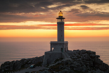 Punta Nariga lighthouse in the coast of Galicia, Spain