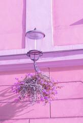 European architecture. Street light. Stylish wallpaper. Travel concept. Slovenia