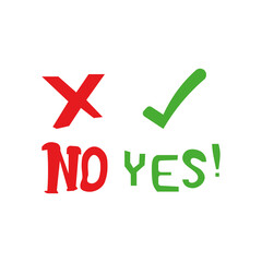 Yes and no sign icon, check mark and cross. Vector illustration eps 10