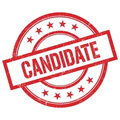 CANDIDATE text written on red vintage round stamp.