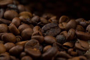 Coffee bean background, roast grain