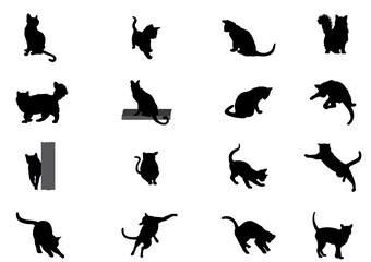 Set of Vector Cat Silhouettes