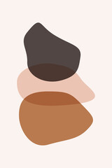 Meditation flat. Poster with ovale stones minimalist style overlay. Vector illustration. Abstract shape rocks background. Stacked pebbles color drawing. Cool print tshirt design. Balance zen concept.