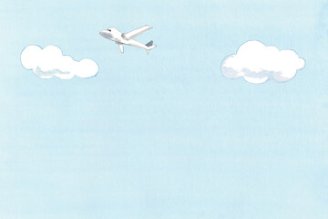Fototapeta premium 青空と雲と飛行機