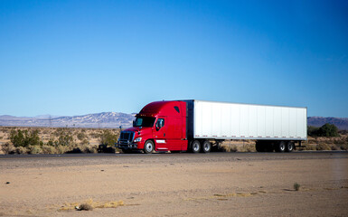 Semi Trucks on the Nevada Highway, USA.  Trucking in Nevada , USA