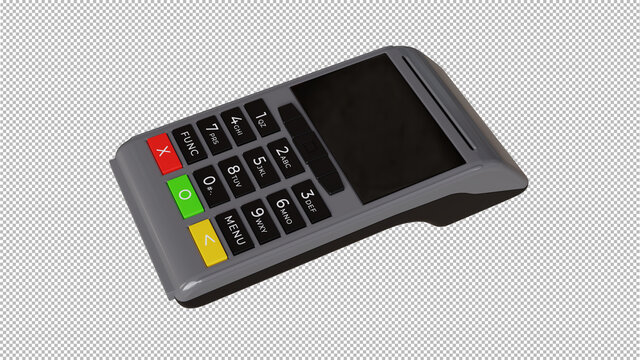 3d render of credit card reader with transparent background