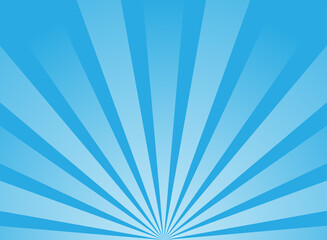 Sunlight rays background. Blue color burst background. Vector sky illustration.