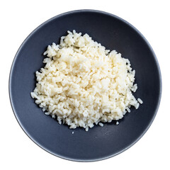 cooked porridge from parboiled rice in gray bowl