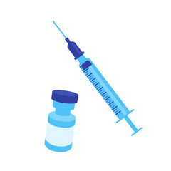 Concept for coronavirus vaccination. Syringe and vaccine.