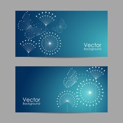 Set of banners with butterflies and flowers - 438445934
