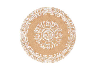 Round rug made of natural materials isolated on white​ background​ with​ clipping​ path​