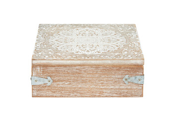 old box wooden vintage isolated on white background​ with​ clipping​ path​