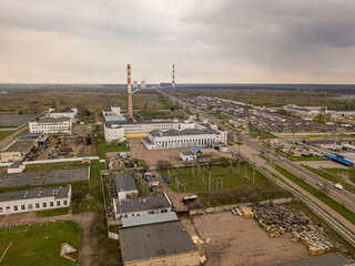 Industrial area of Kiev. Aerial drone view.