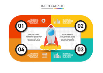 Infographics design 4 steps with marketing icons can be used for workflow layout, diagram, annual report, web design.
