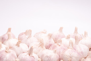 Group of garlic isolated on a white background.