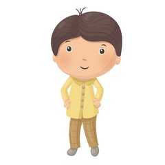 Cute little cartoon boy isolated on white background. Vector illustration.