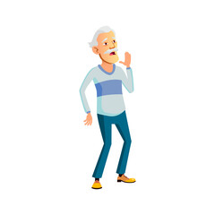 asia old man calling wife from street cartoon vector. asia old man calling wife from street character. isolated flat cartoon illustration
